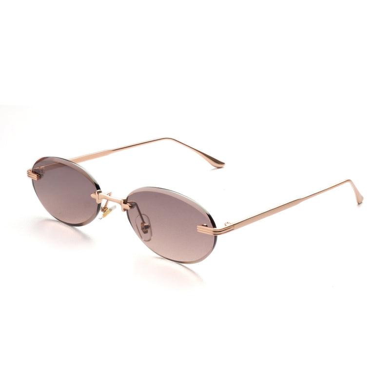 [ Aura ] Rimless Oval Sunglasses : Purple