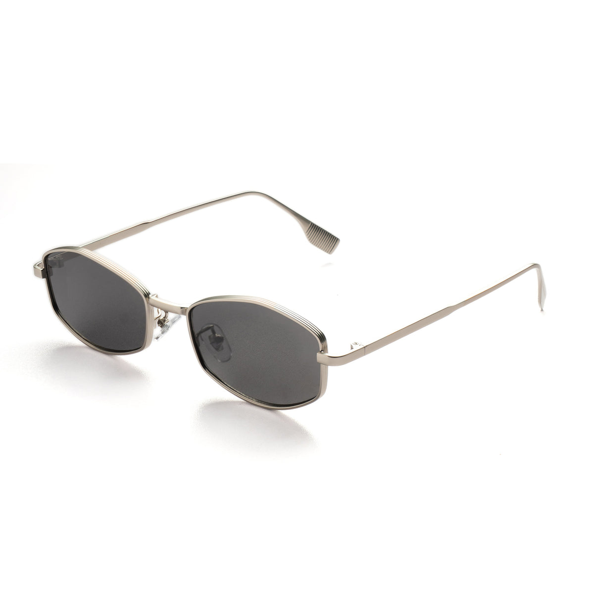 [ Daedalus ] Slim Faceted Metal Sunglasses : Black/Silver