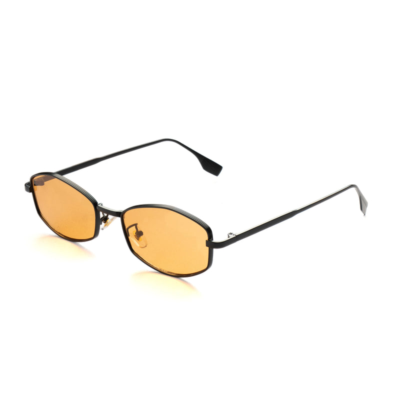 [ Daedalus ] Slim Faceted Metal Sunglasses : Orange/Black