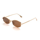 [ Daedalus ] Slim Faceted Metal Sunglasses : Brown