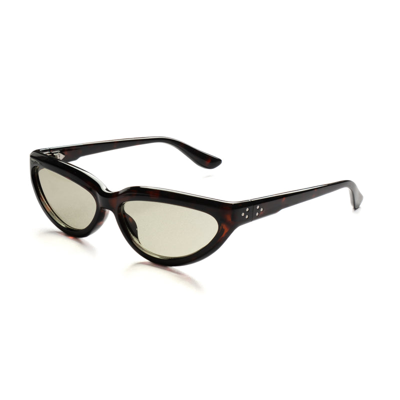 [ Helen ] Y2k Cateye Sunglasses : Green/Tortoise