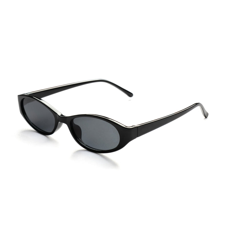[ Nyx ] Slim 90s Oval Sunglasses : Black