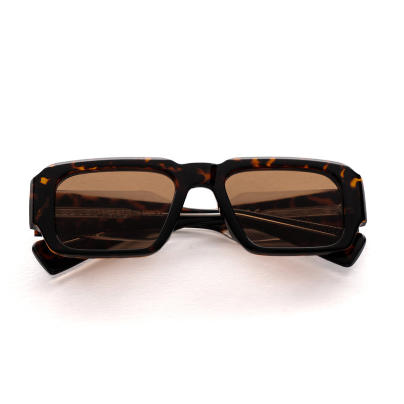 [ Brut ] Chunky Rectangular Sunglasses : Brown Tortoise - projectshades