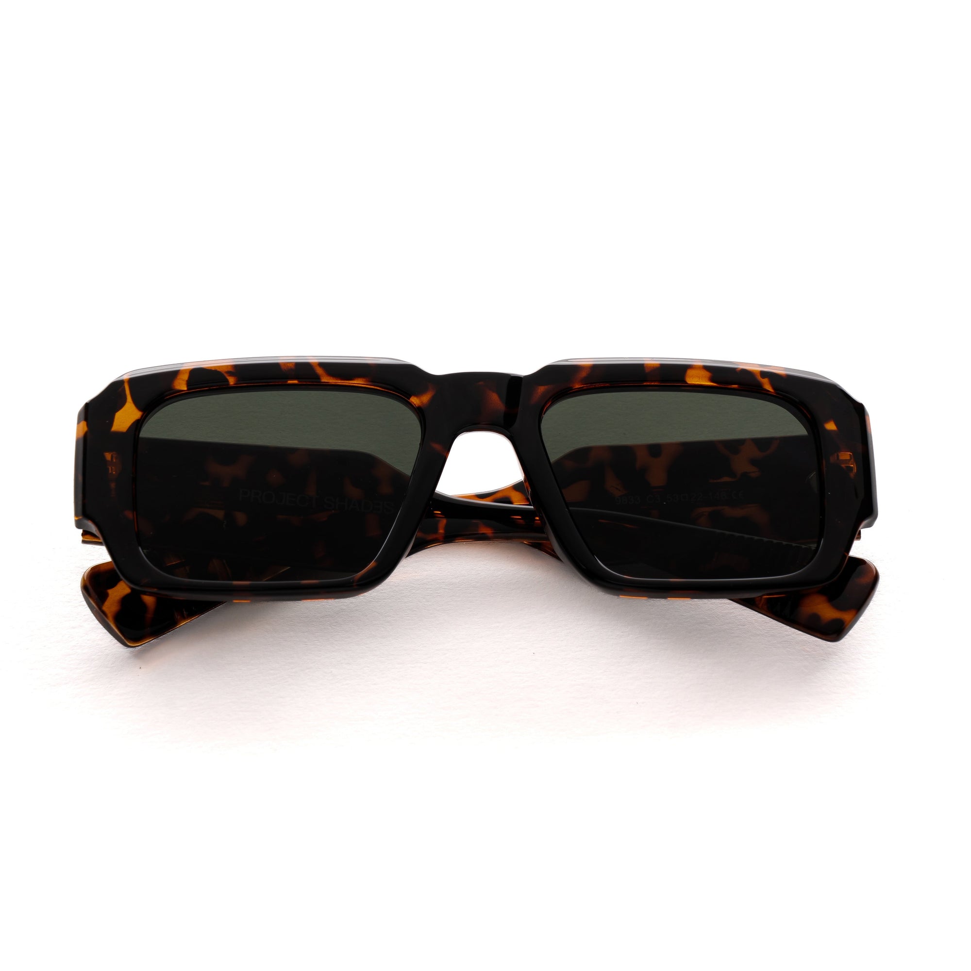 [ Brut ] Chunky Rectangular Sunglasses : Leopard Green - projectshades