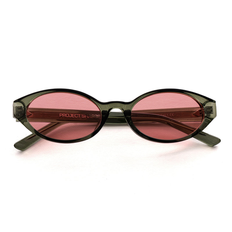 [ Contour ] Sleek Cutline Sunglasses : Green Pink - projectshades