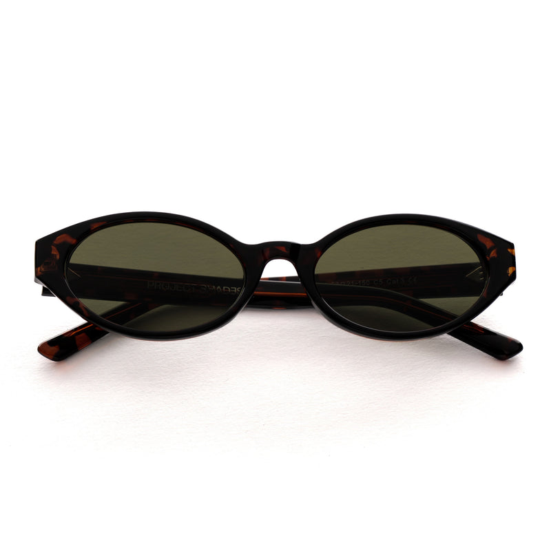 [ Contour ] Sleek Cutline Sunglasses : Green Leopard - projectshades