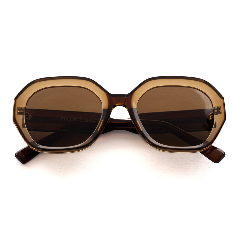 [ Blockout ] Oversized Oval Sunglasses : Brown - projectshades