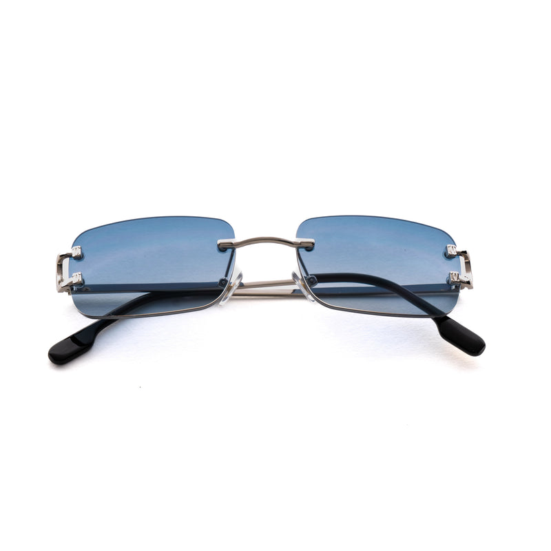 [ Serendipity 2.0 ] Holiday Rimless Sunglasses : Blue - projectshades