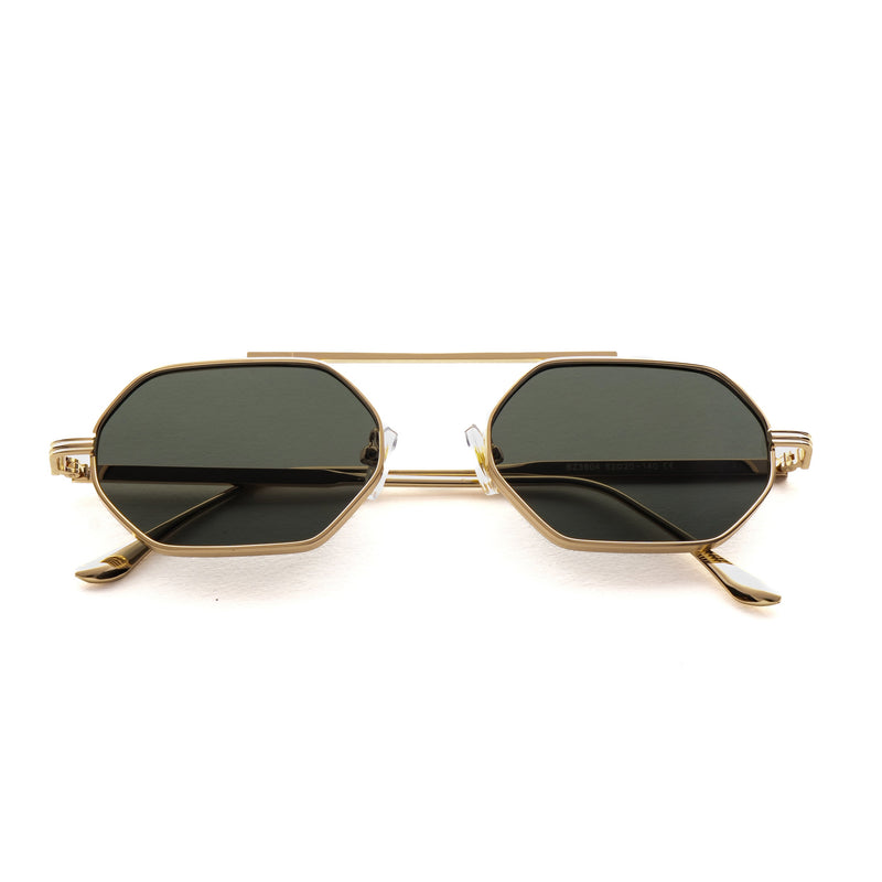 [ Hexwire ] Hexagonal Metal Sunglasses : Green - projectshades