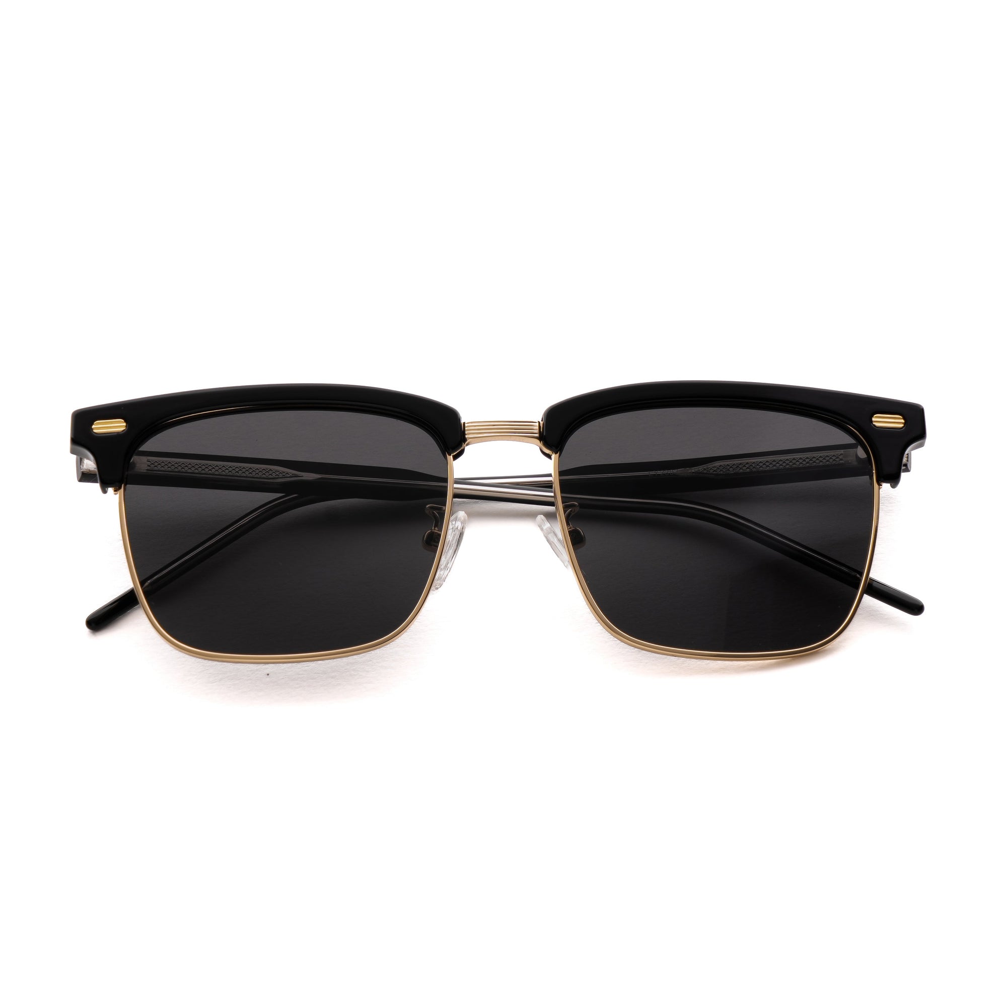 [ Offset ] Clubmaster Squared Sunglasses : Black Gold - projectshades