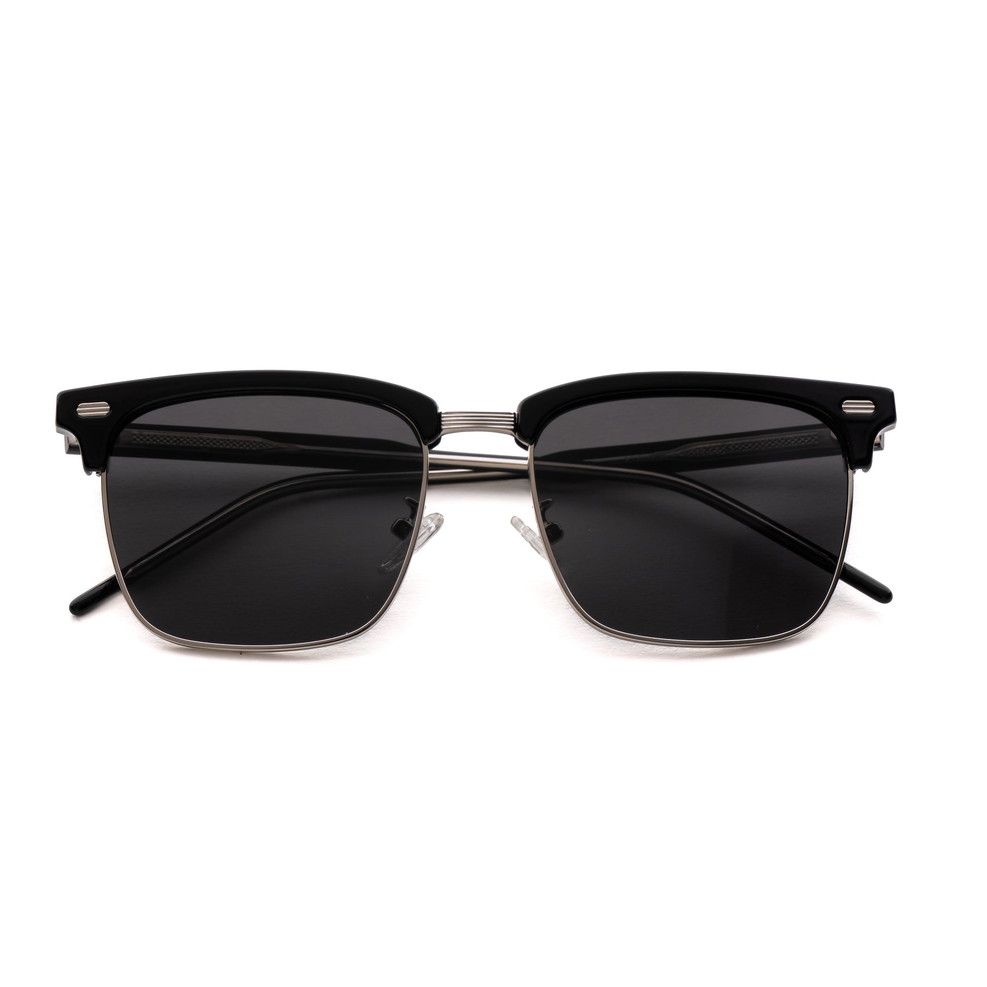 [ Offset ] Clubmaster Squared Sunglasses : Black Silver - projectshades