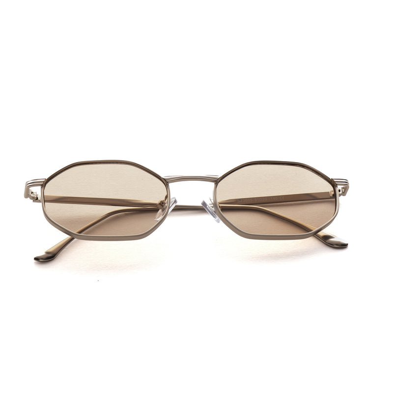 [ Tideline ] Angular Metal Sunglasses : Biege Silver - projectshades