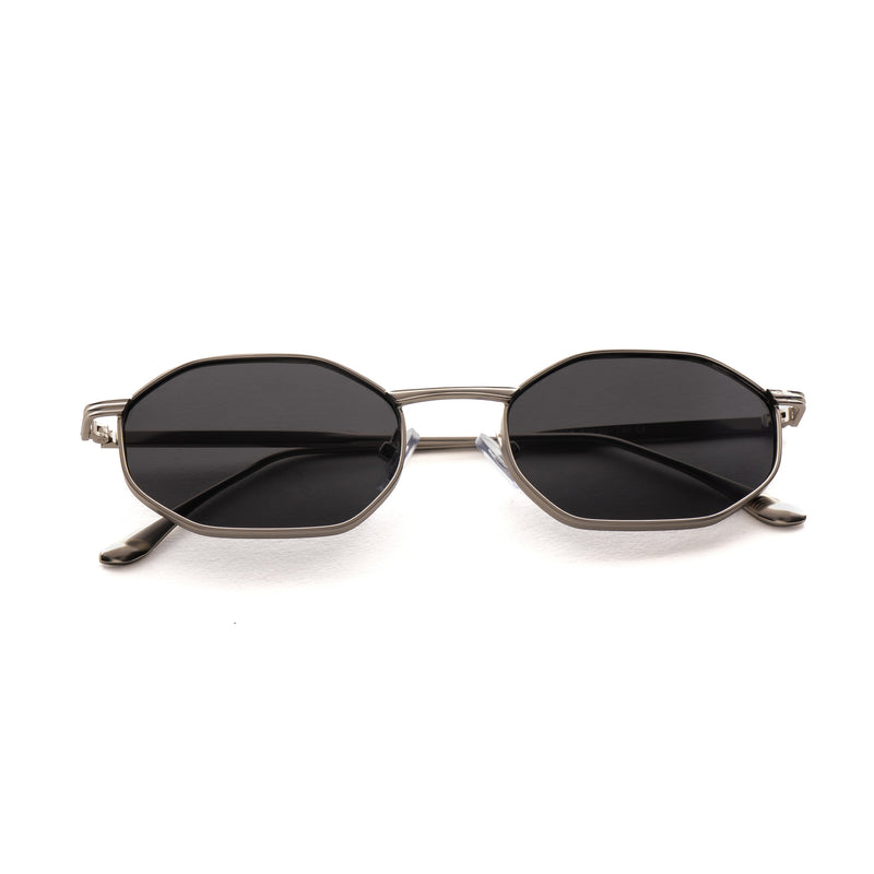 [ Tideline ] Angular Metal Sunglasses : Black Silver - projectshades