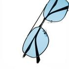 [ Orpheus ] Slim Metal Navigator Sunglasses : Blue/Silver
