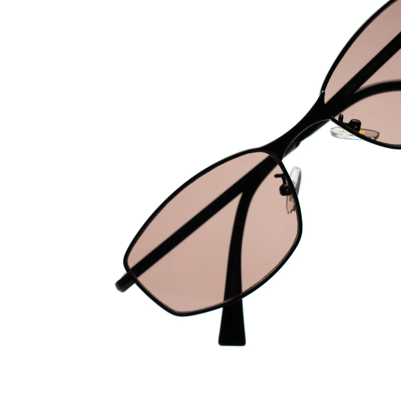 [ Iris ] Slim Geometric Metal Sunglasses : Brown