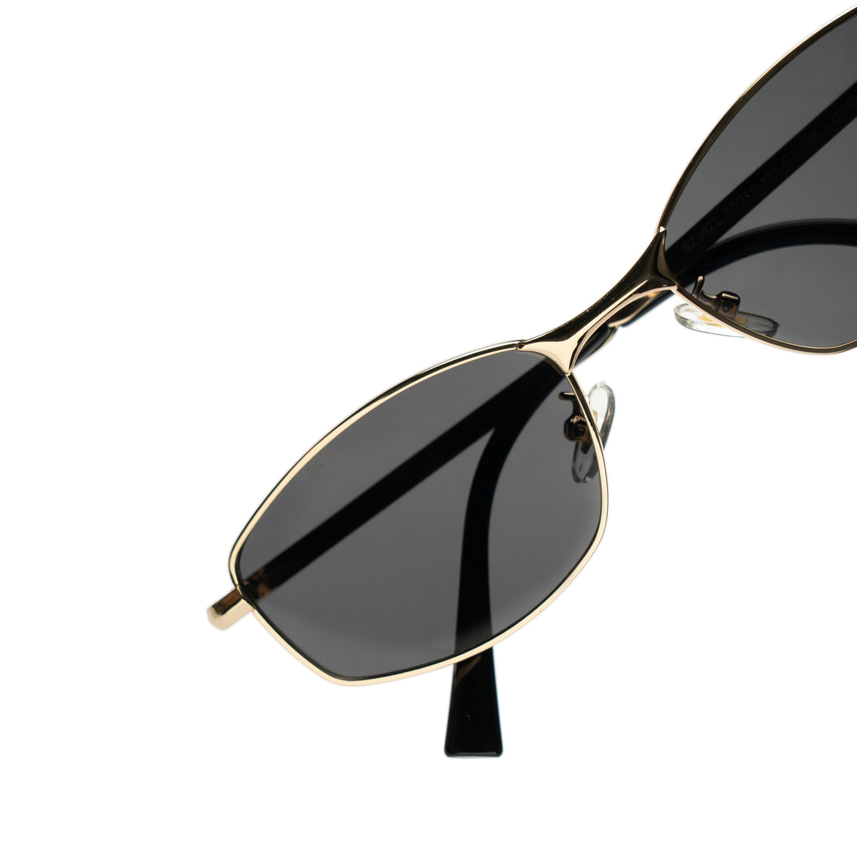 [ Iris ] Slim Geometric Metal Sunglasses : Black/Gold
