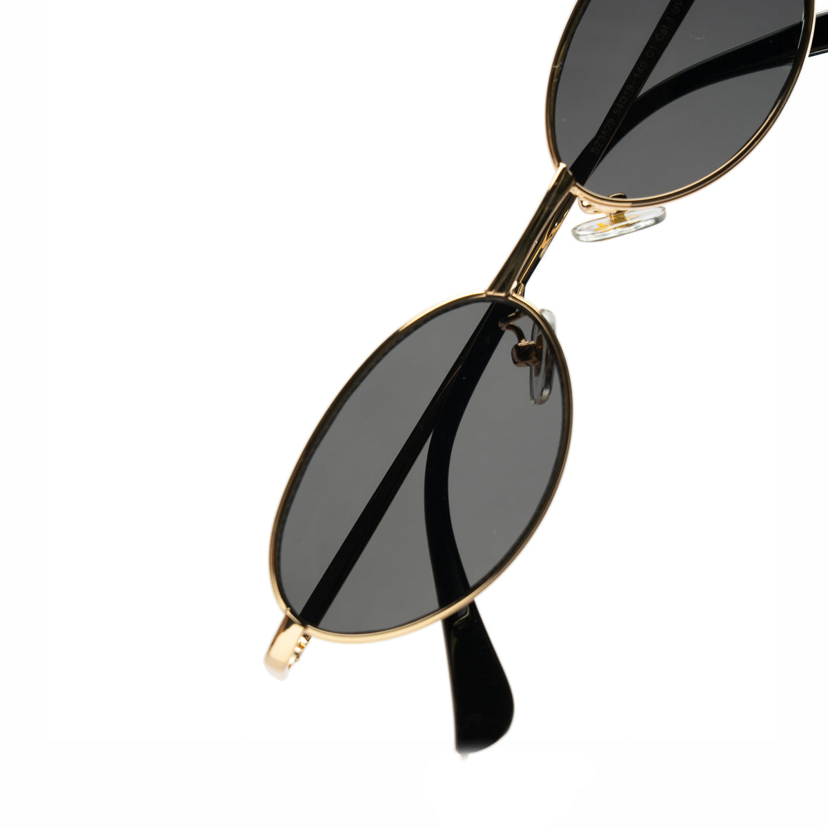 [ Echo ] Slim Oval Sunglasses : Black/Gold