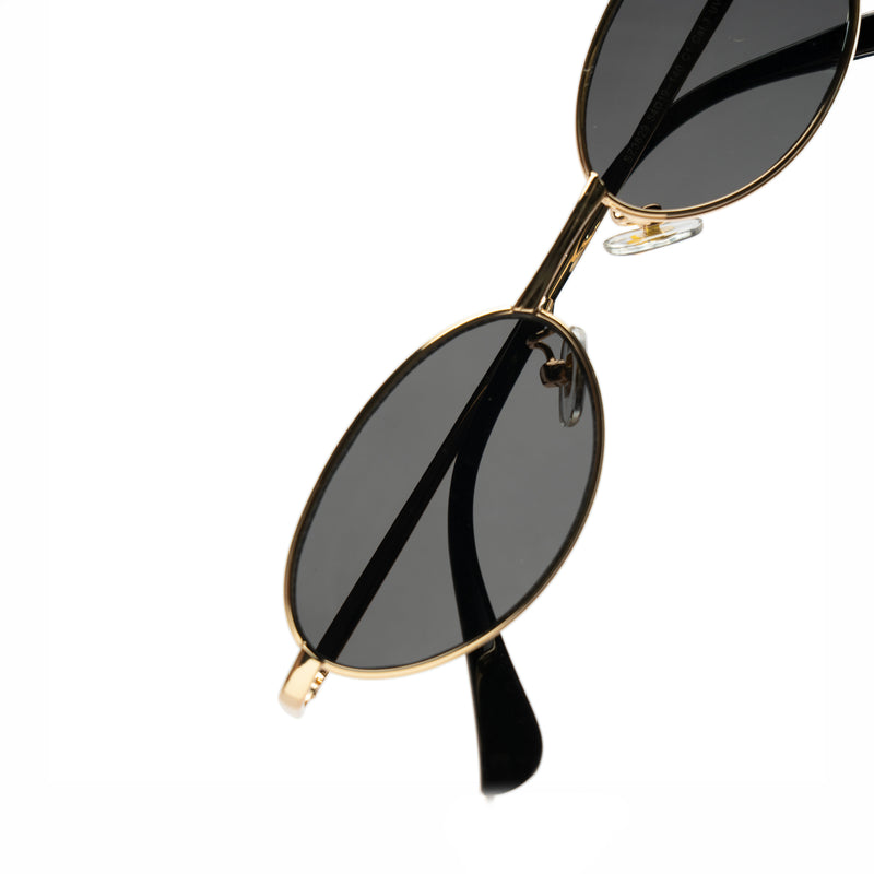 [ Echo ] Slim Oval Sunglasses : Black/Gold
