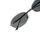 [ Aura ] Rimless Oval Sunglasses : Black/Silver
