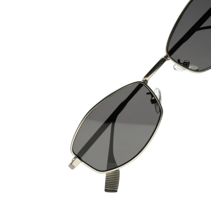 [ Daedalus ] Slim Faceted Metal Sunglasses : Black/Silver