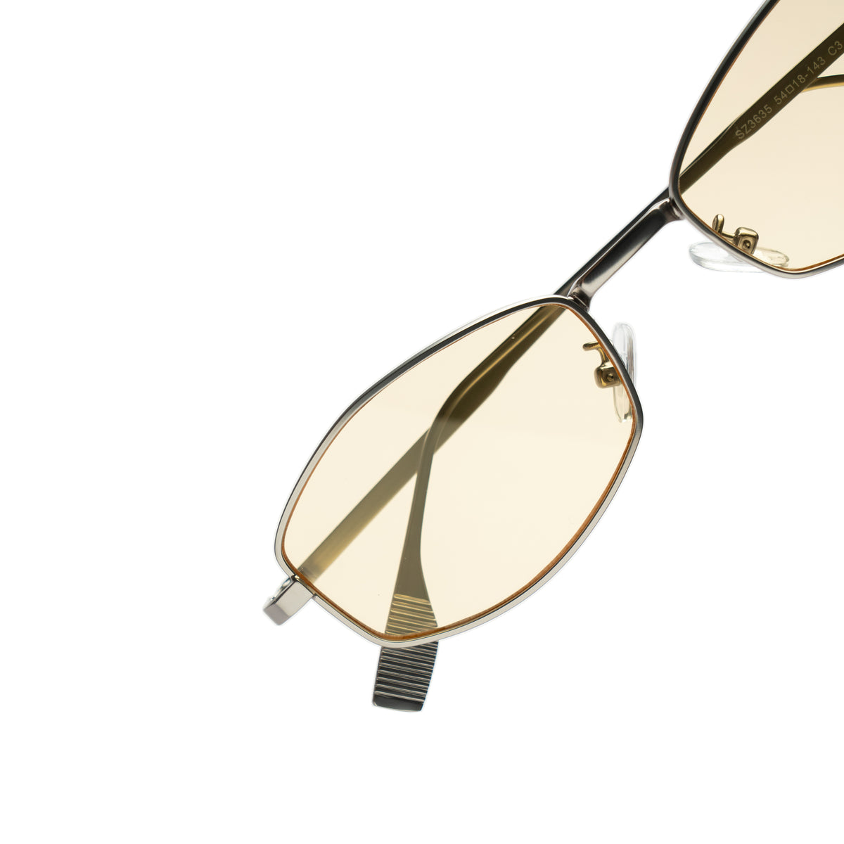 [ Daedalus ] Slim Faceted Metal Sunglasses : Biege