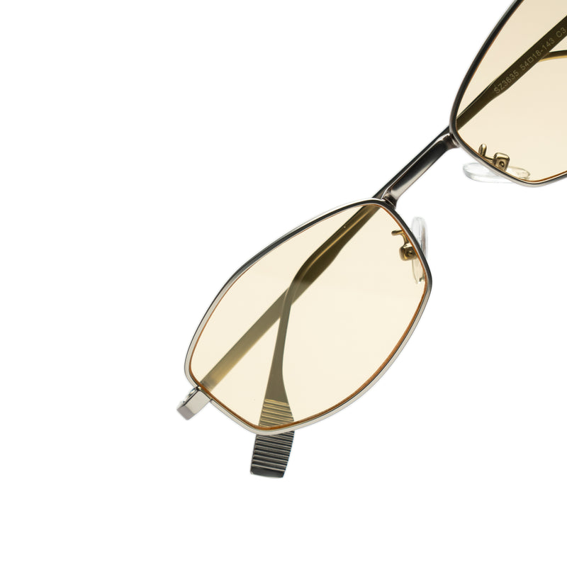 [ Daedalus ] Slim Faceted Metal Sunglasses : Biege