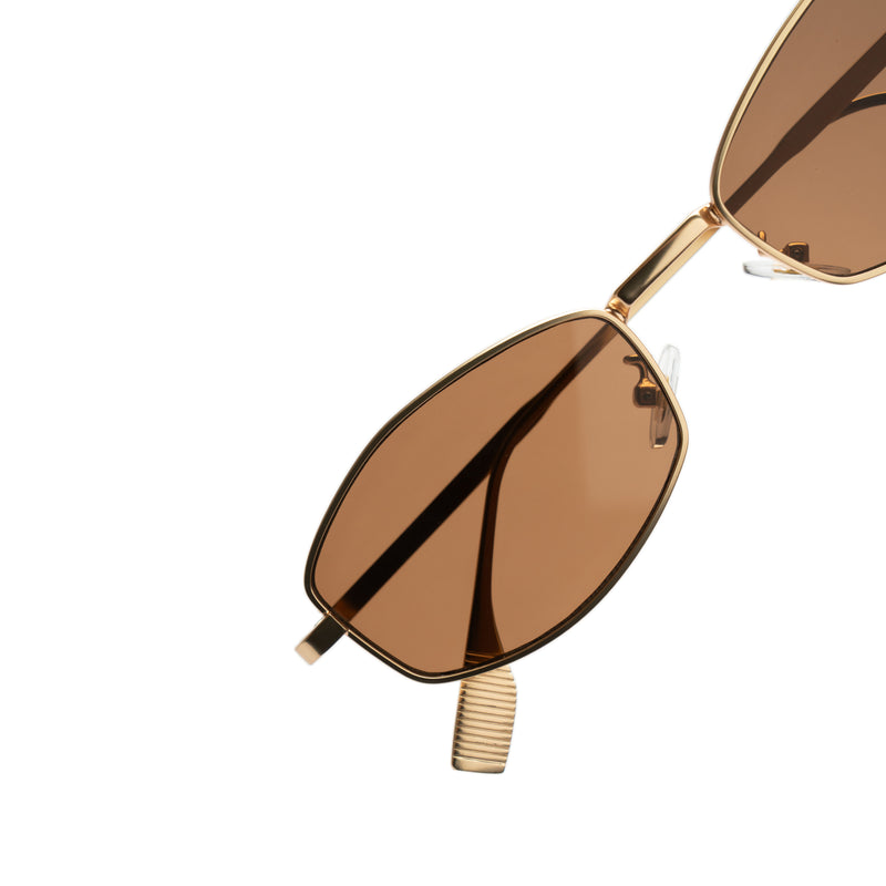 [ Daedalus ] Slim Faceted Metal Sunglasses : Brown