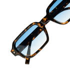 [ Prometheus ] Classic Rectangular Sunglasses : Blue/Leopard