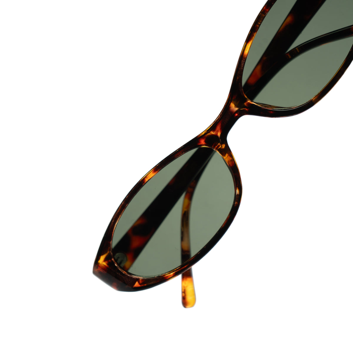 [ Nyx ] Slim 90s Oval Sunglasses : Leopard/Green