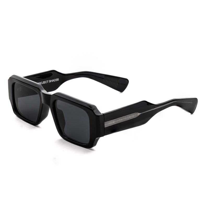 [ Brut ] Chunky Rectangular Sunglasses : Black - projectshades