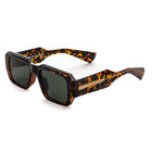 [ Brut ] Chunky Rectangular Sunglasses : Leopard Green - projectshades