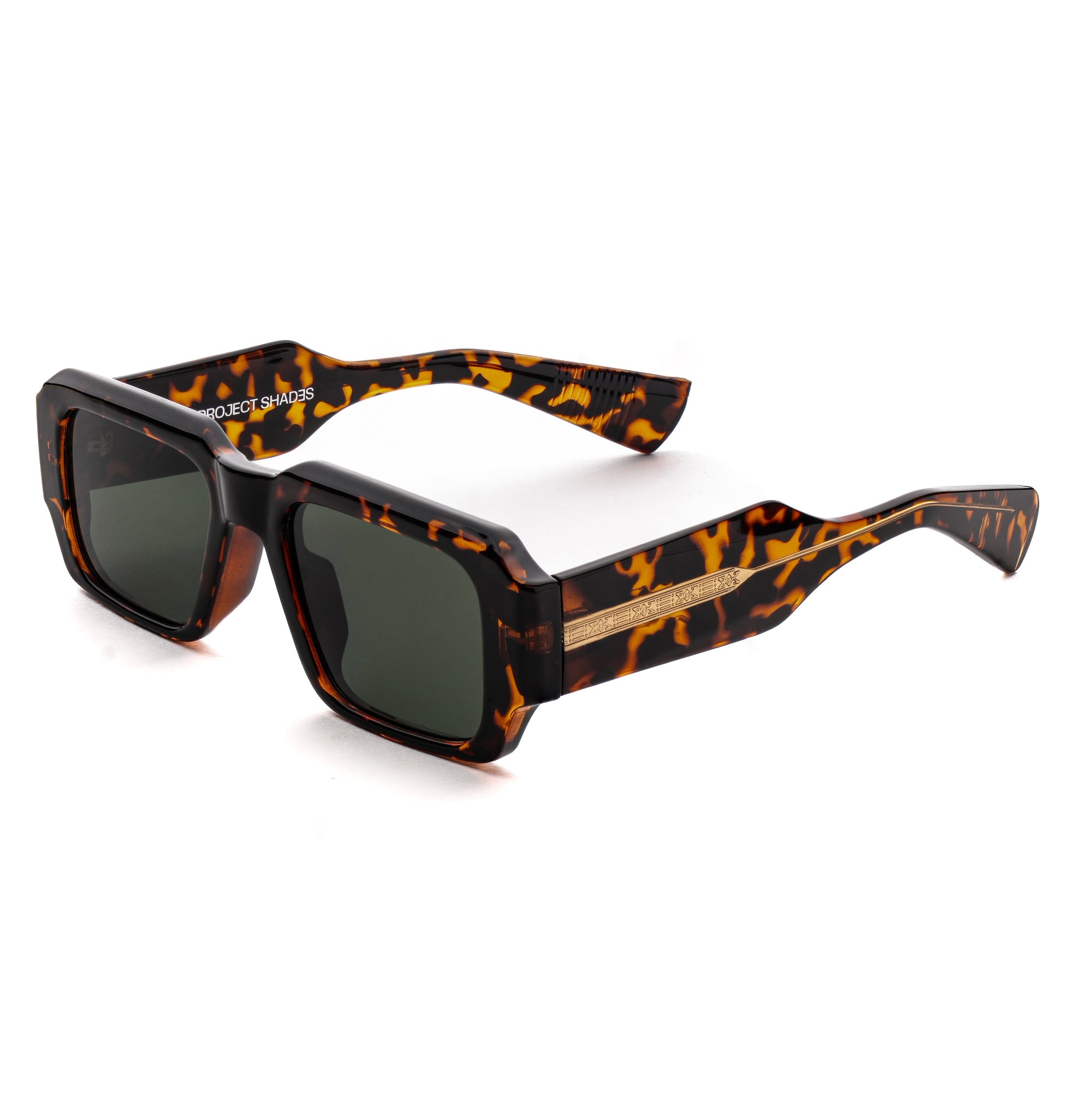[ Brut ] Chunky Rectangular Sunglasses : Leopard Green - projectshades