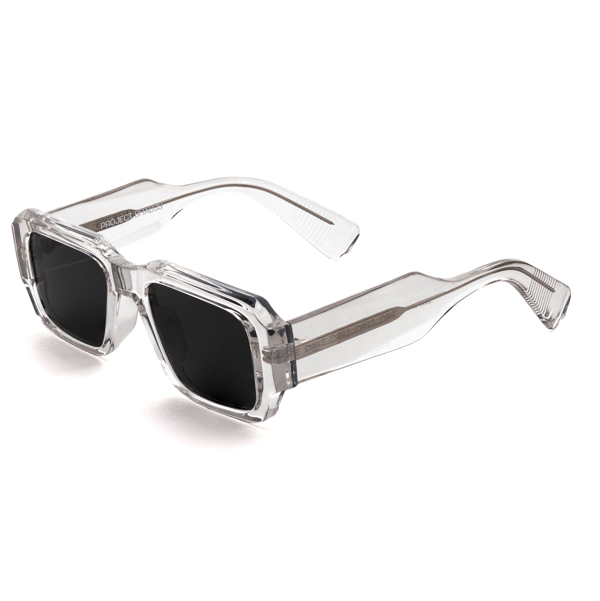 [ Brut ] Chunky Rectangular Sunglasses : Clear - projectshades