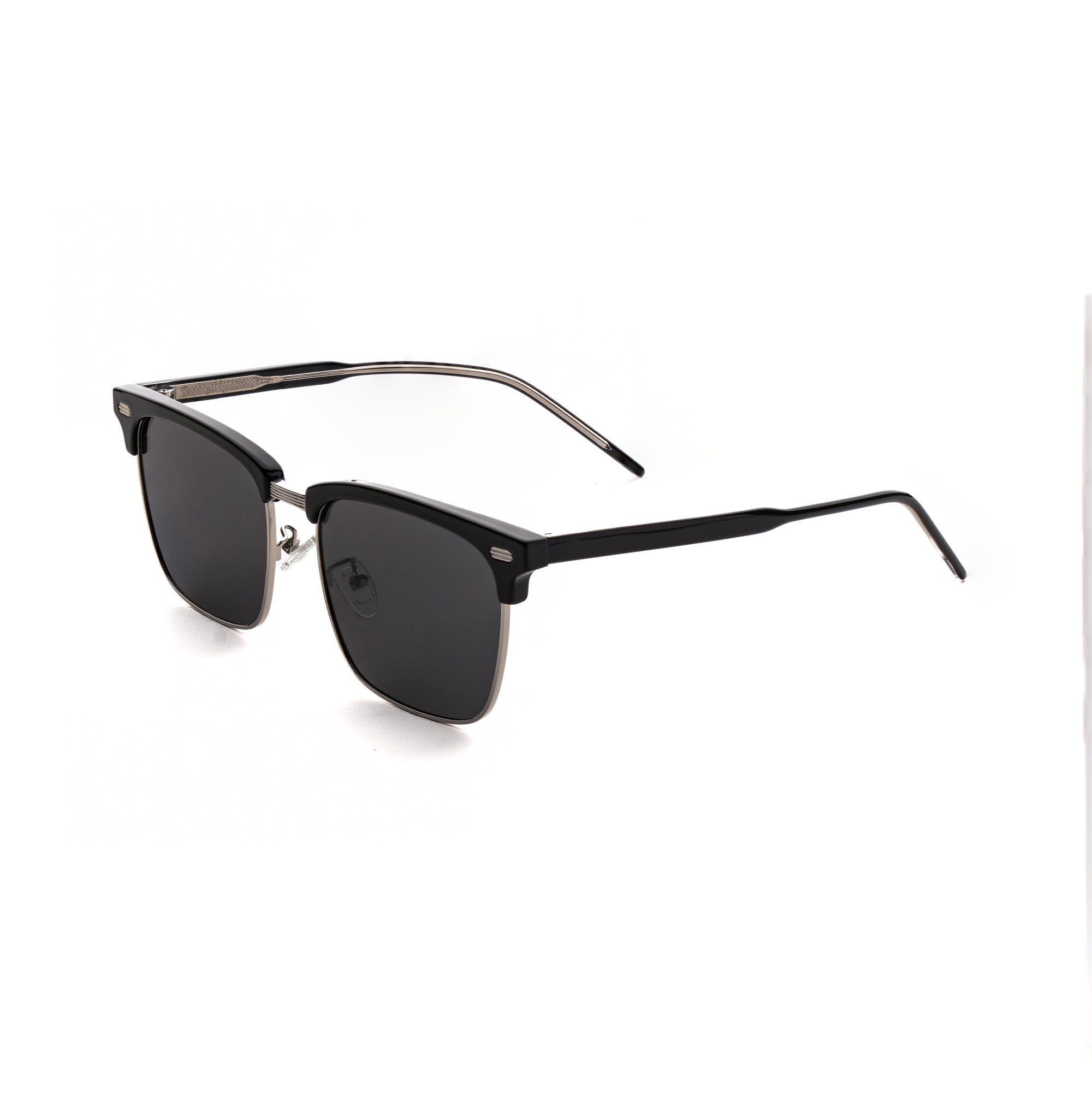 [ Offset ] Clubmaster Squared Sunglasses : Black Silver - projectshades