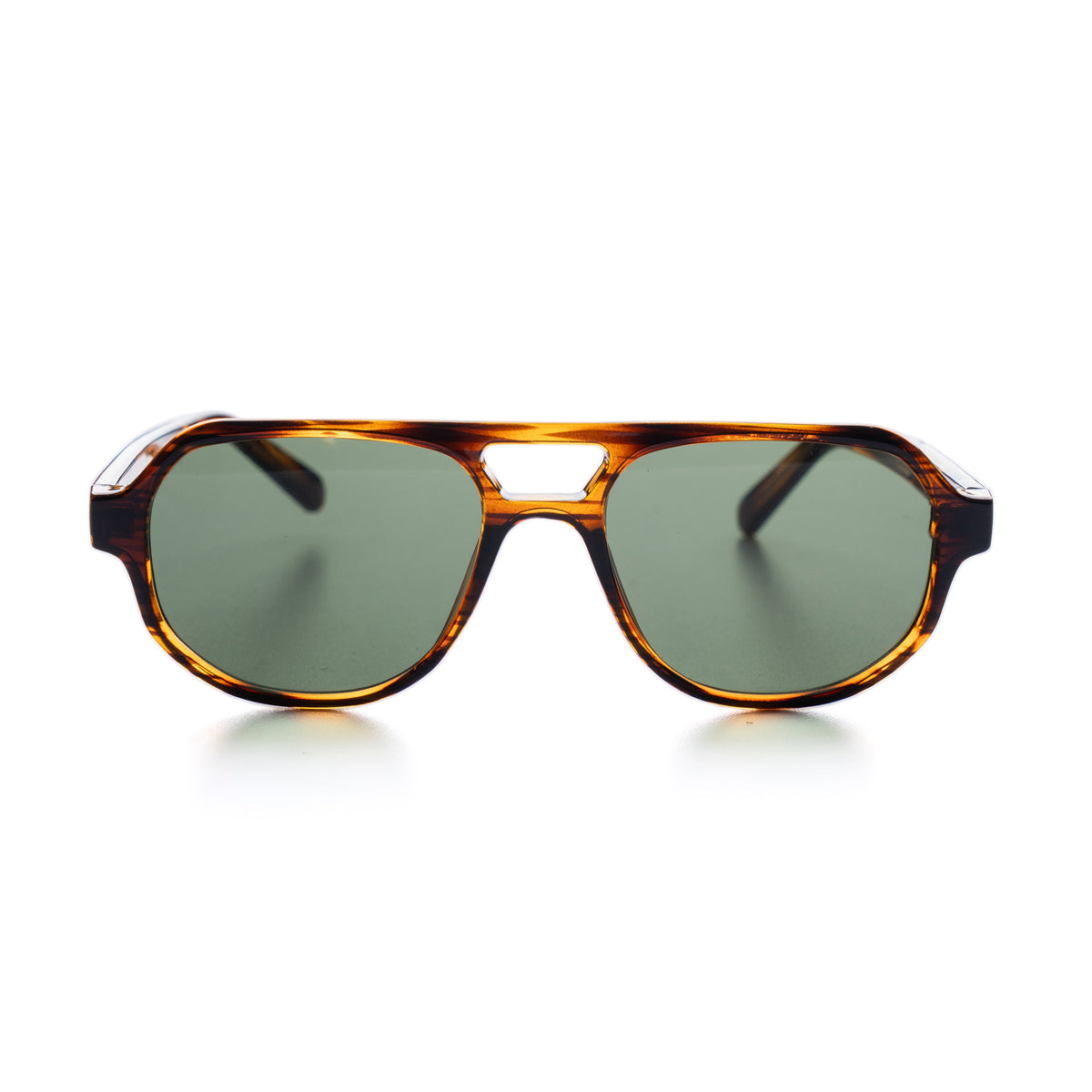 [ Hyperion ] Double-Bridge Aviator Sunglasses : Olive Green