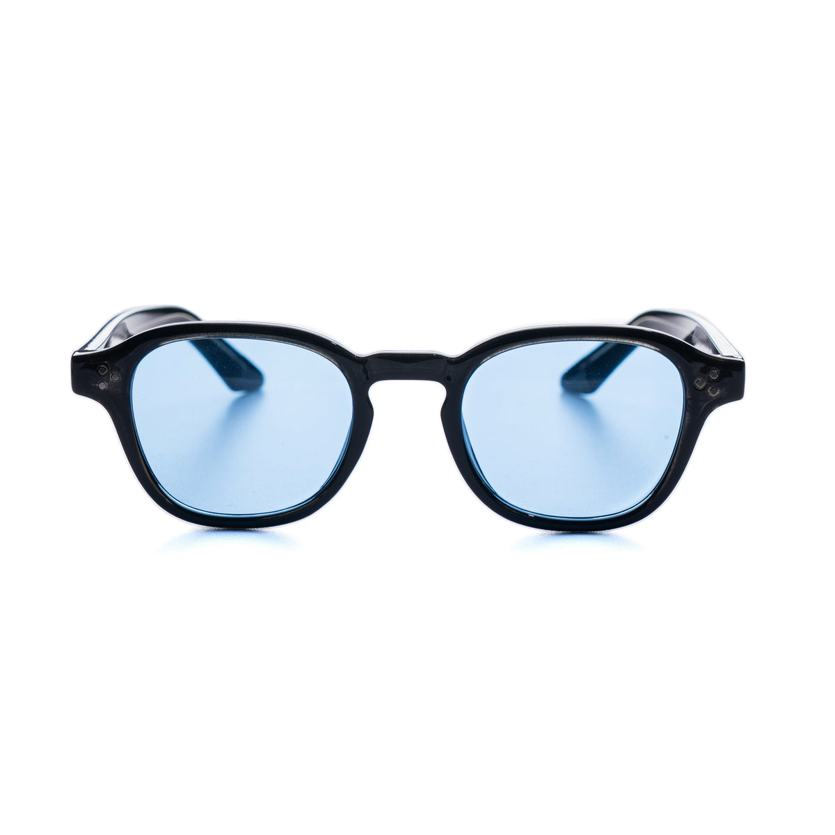 [ Icarus ] Retro Round Sunglasses : Black/Blue