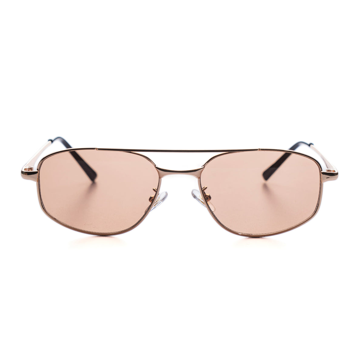 [ Orpheus ] Slim Metal Navigator Sunglasses : Brown/Gold