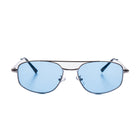 [ Orpheus ] Slim Metal Navigator Sunglasses : Blue/Silver