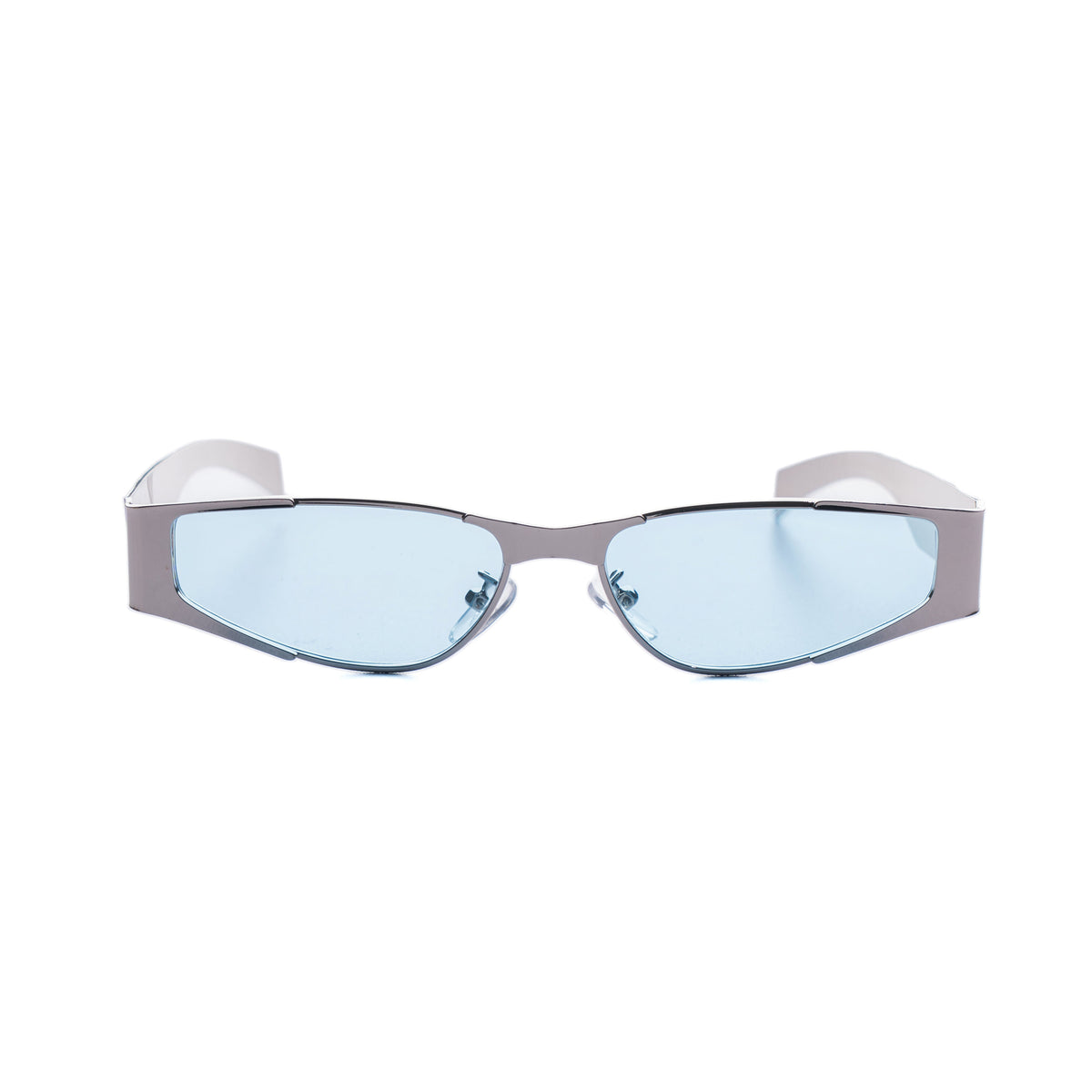 [ Perseus ] Futuristic Metal Sunglasses : Blue/Silver