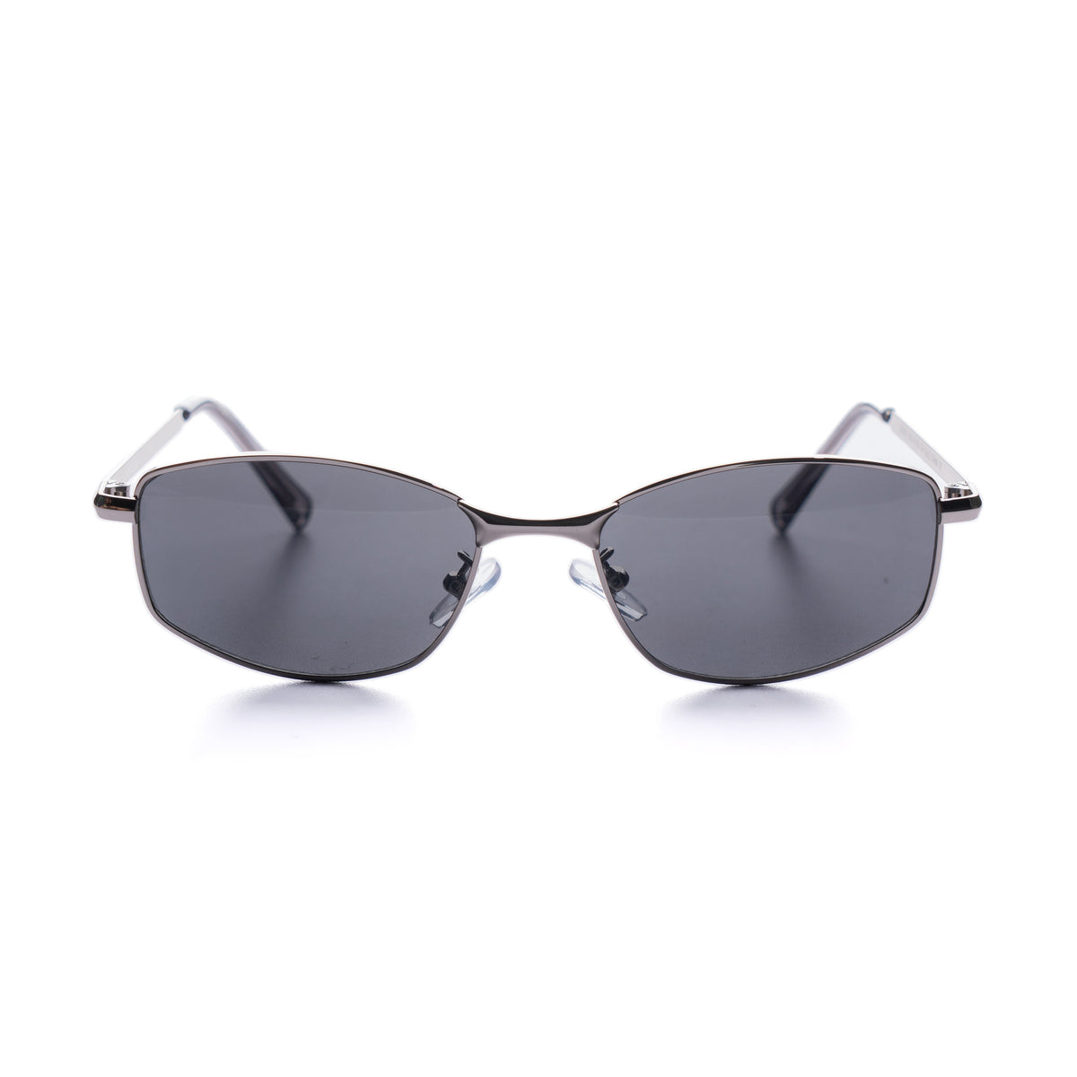 [ Iris ] Slim Geometric Metal Sunglasses : Black/Silver
