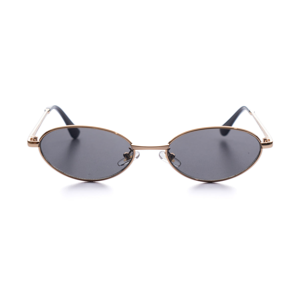 [ Echo ] Slim Oval Sunglasses : Black/Gold