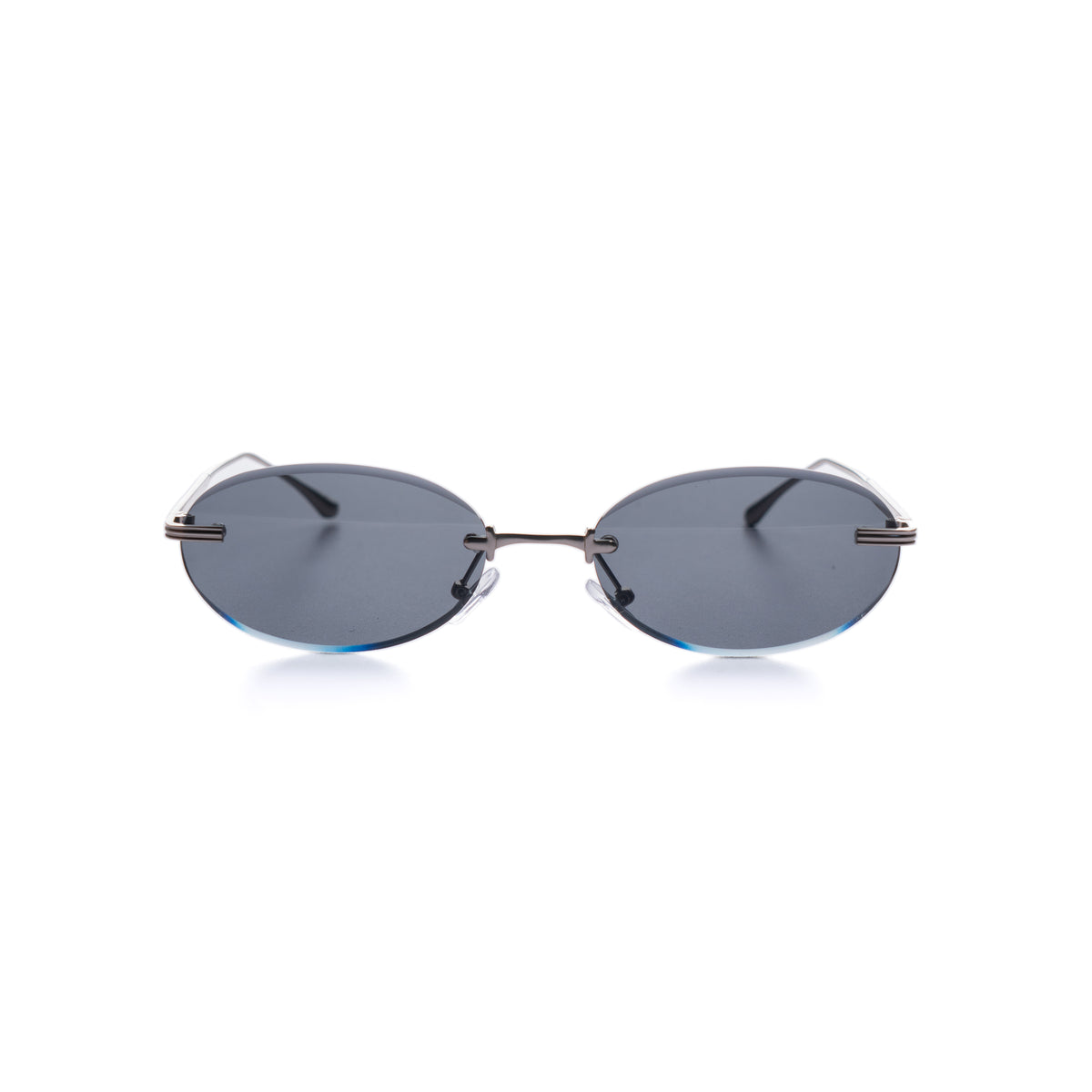 [ Aura ] Rimless Oval Sunglasses : Black/Silver