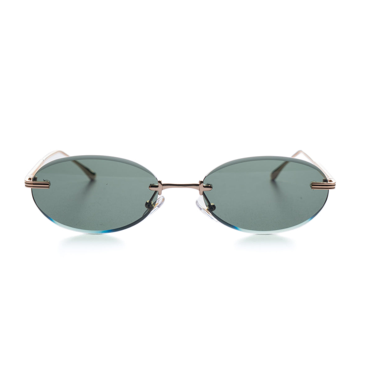 [ Aura ] Rimless Oval Sunglasses : Green