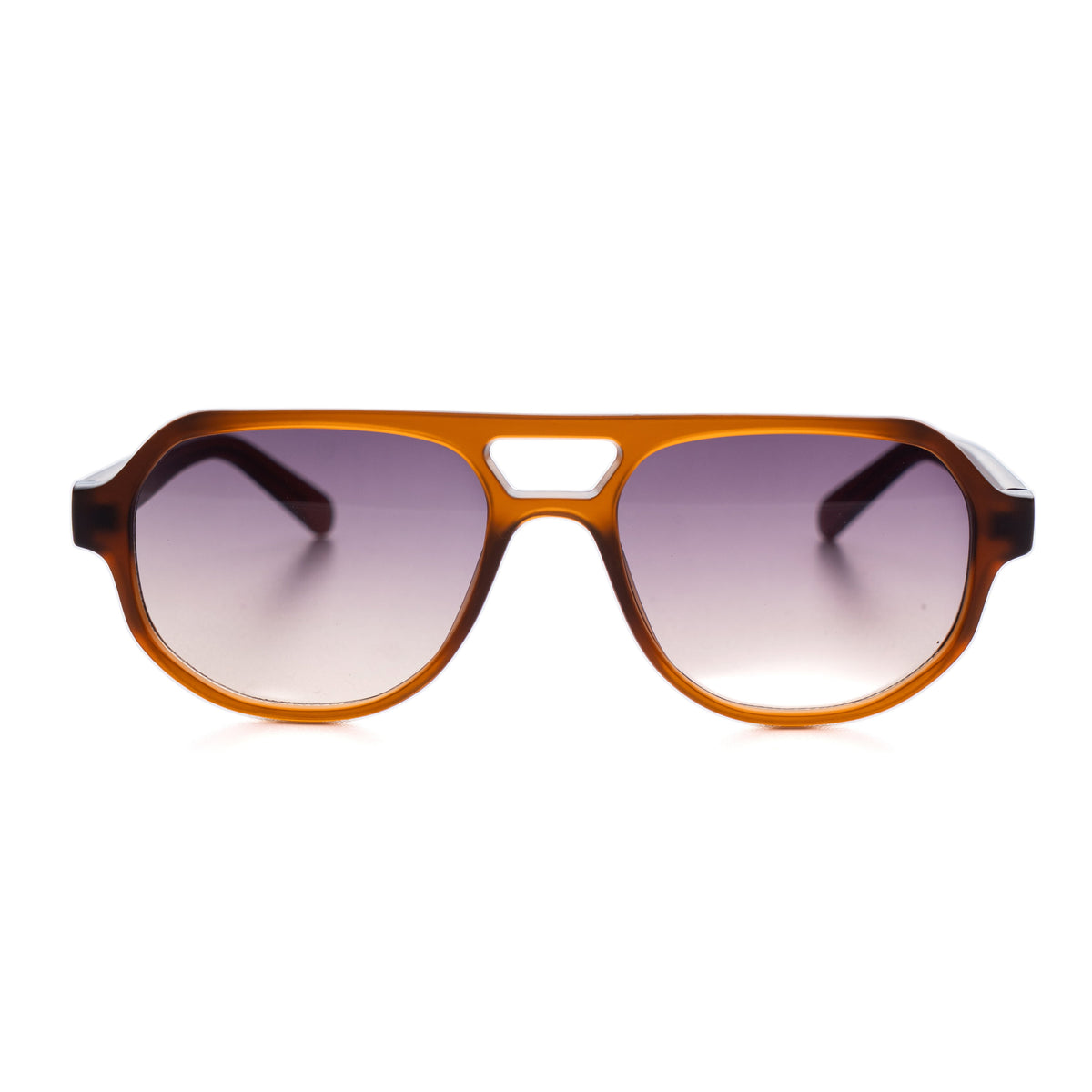 [ Hyperion ] Double-Bridge Aviator Sunglasses : Brown
