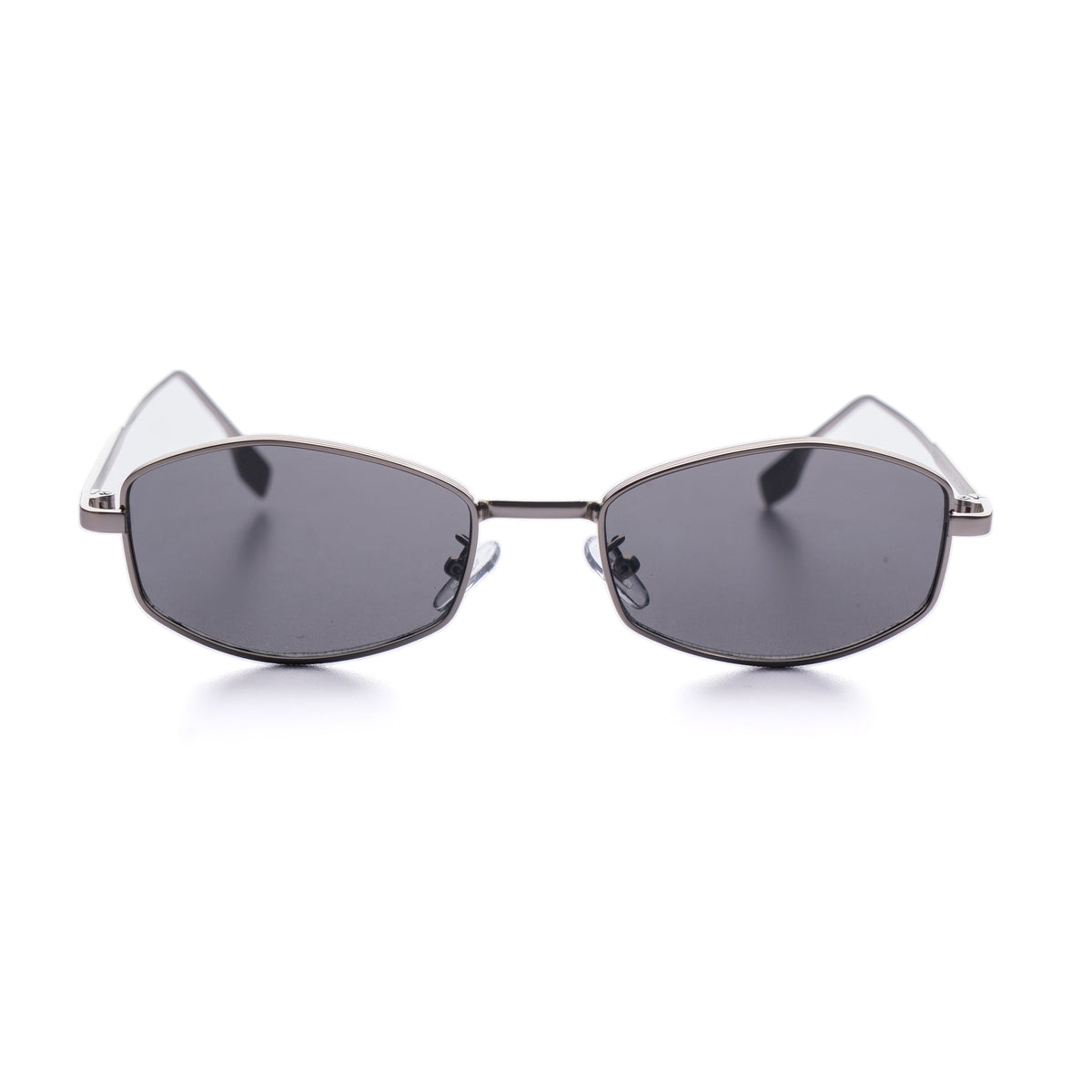 [ Daedalus ] Slim Faceted Metal Sunglasses : Black/Silver