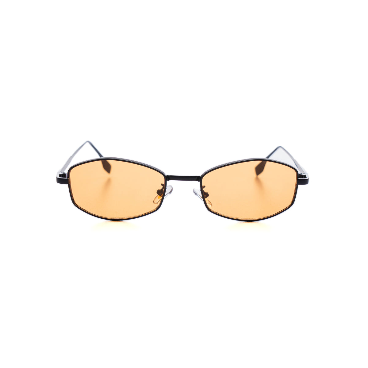 [ Daedalus ] Slim Faceted Metal Sunglasses : Orange/Black