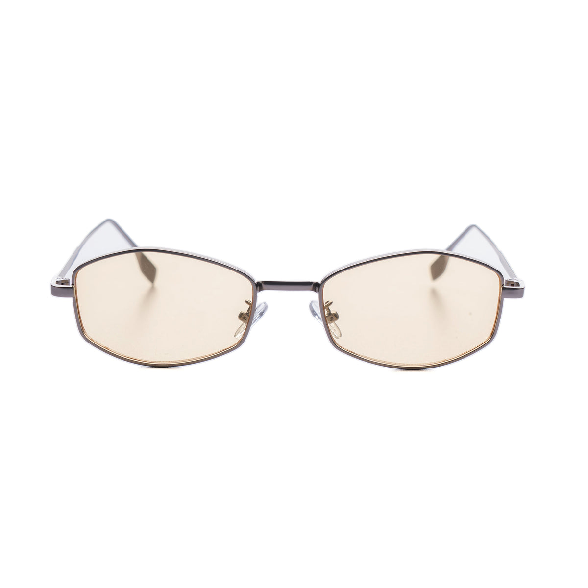 [ Daedalus ] Slim Faceted Metal Sunglasses : Biege