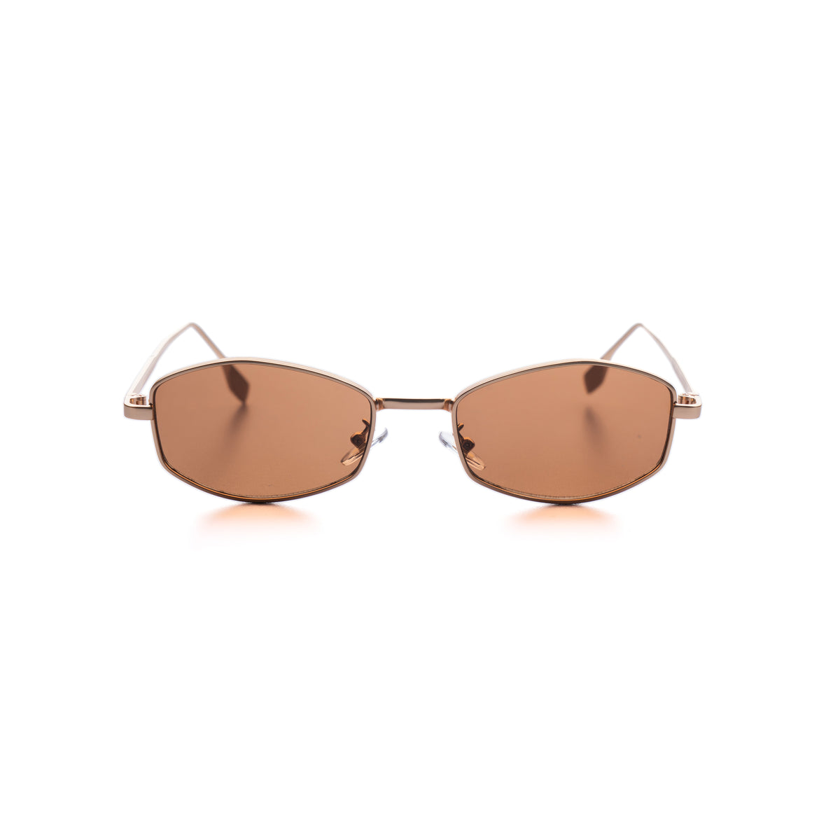 [ Daedalus ] Slim Faceted Metal Sunglasses : Brown