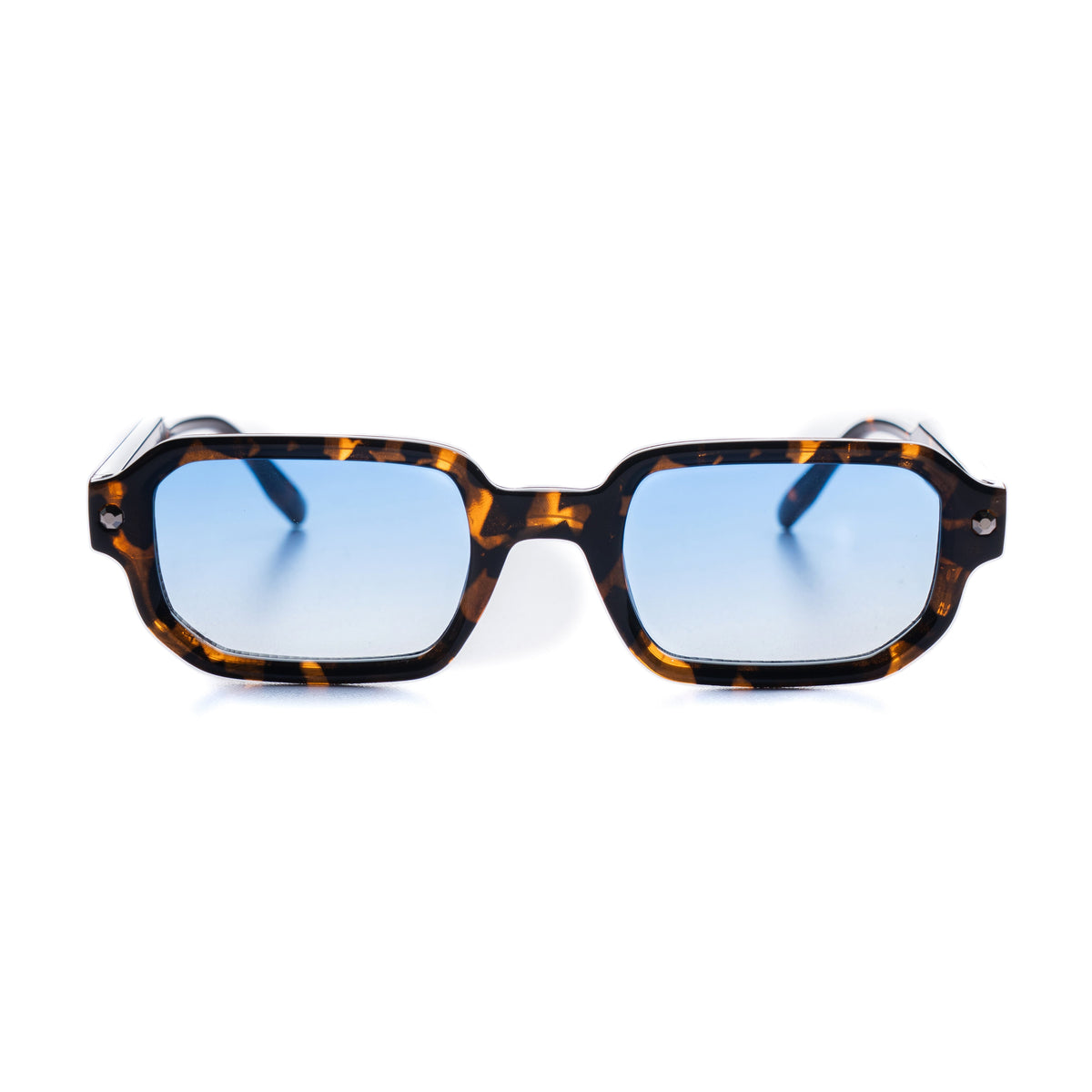 [ Prometheus ] Classic Rectangular Sunglasses : Blue/Leopard