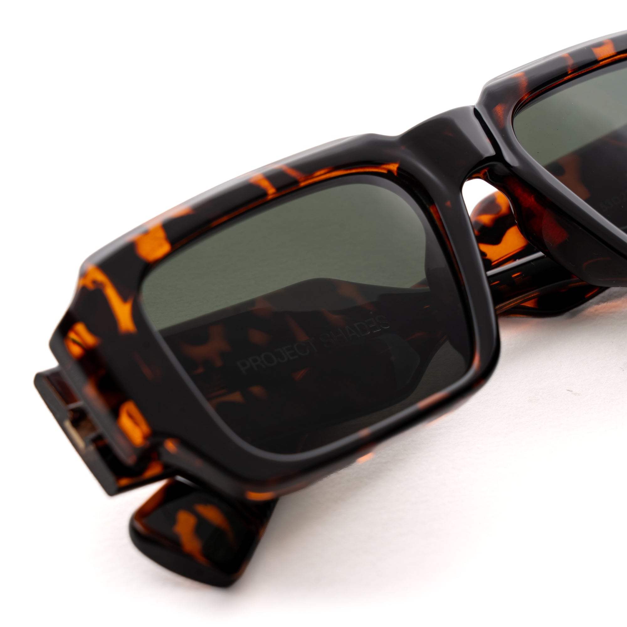 [ Brut ] Chunky Rectangular Sunglasses : Leopard Green - projectshades